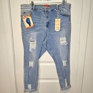 Wax Jean Women's High Rise Distressed Light Wash Blue Butt Contour Jeans Size 24